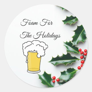 Schuim voor de Feestdagen, Grappig, bierglas Ronde Sticker