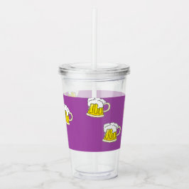 Schuimbierbeker op paars acryl drinkbeker