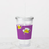 Schuimbierbeker op paars acryl drinkbeker (Rechts)