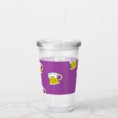 Schuimbierbeker op paars acryl drinkbeker (Achterkant)
