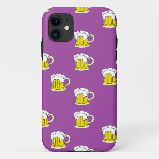 Schuimbierbeker op paars Case-Mate iPhone case (Achterkant)