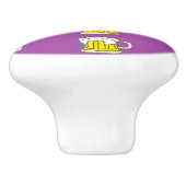 Schuimbierbeker op paars keramische knop (Zijkant)