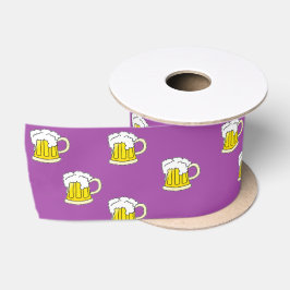 Schuimbierbeker op paars satijnen lint