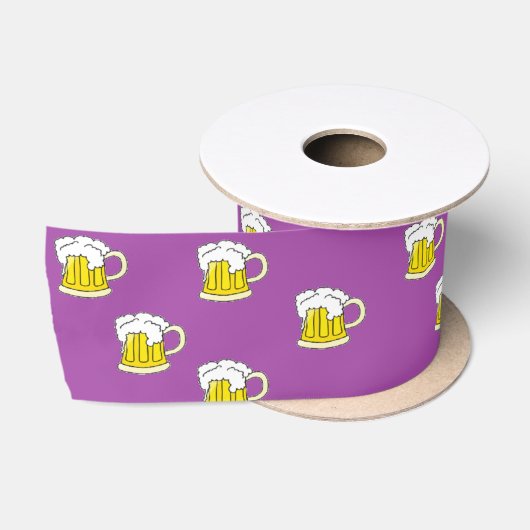 Schuimbierbeker op paars satijnen lint (Spoel)