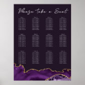 Schuimbord voor Paarse Agate Wedding Seding Chart  Poster (Voorkant)