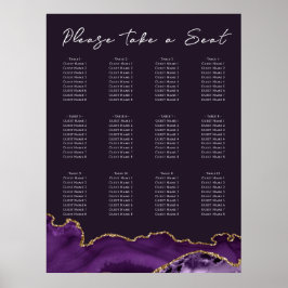 Schuimbord voor Paarse Agate Wedding Seding Chart  Poster