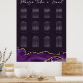 Schuimbord voor Paarse Agate Wedding Seding Chart Poster (Keuken)