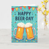 Schuimend Bier Cheers Kaart (Gele Bloem)
