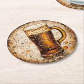 Schuimend Bierglas Ronde Kartonnen Onderzetter (Gebogen)