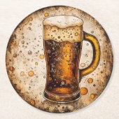 Schuimend Bierglas Ronde Kartonnen Onderzetter (Voorkant)
