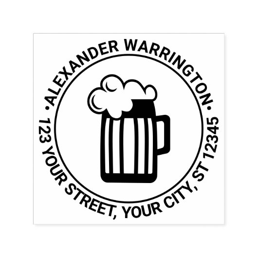 Schuimende Bierpul Naam Retouradres Zelfinktende Stempel (Design)