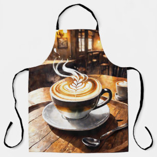 Schuimende cappuccino wervelende koffie. Patroon Schort