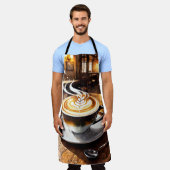 Schuimende cappuccino wervelende koffie. Patroon Schort (Gedragen)