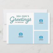 Schuimende golven Zee-zon Groeten foto Feestdagenkaart (Voorkant)