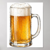 Schuimende Koude Bierpul Drinker Poster (Voorkant)