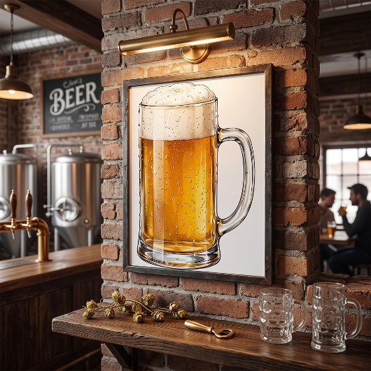 Schuimende Koude Bierpul Drinker Poster