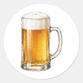 Schuimende Koude Bierpul Drinker Ronde Sticker (Voorkant)