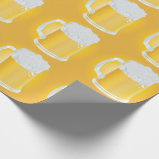 Schuimige Pints van Golden Beer Mokken Patroon Cadeaupapier (Hoek)