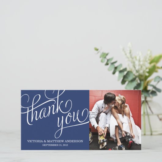 SCHUIN | BRUILOFT BEDANKT FOTOKAART (Staand voorkant)