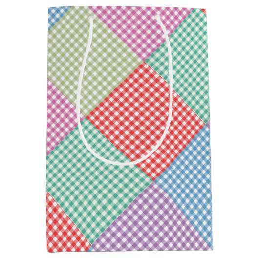 Schuin geruit patchwork medium cadeauzakje (Voorkant)