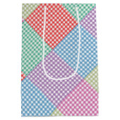 Schuin geruit patchwork medium cadeauzakje (Achterkant)