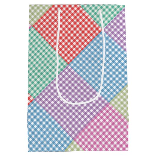 Schuin geruit patchwork medium cadeauzakje (Achterkant)