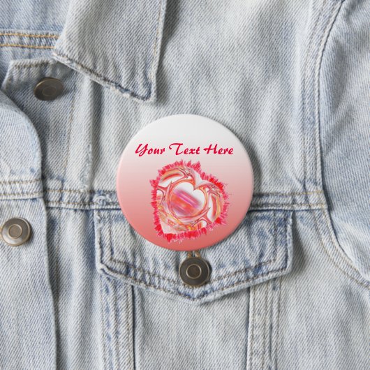 Schuin Kleurig Gescheurd Rand Hart Ronde Button 7,6 Cm (In situ)