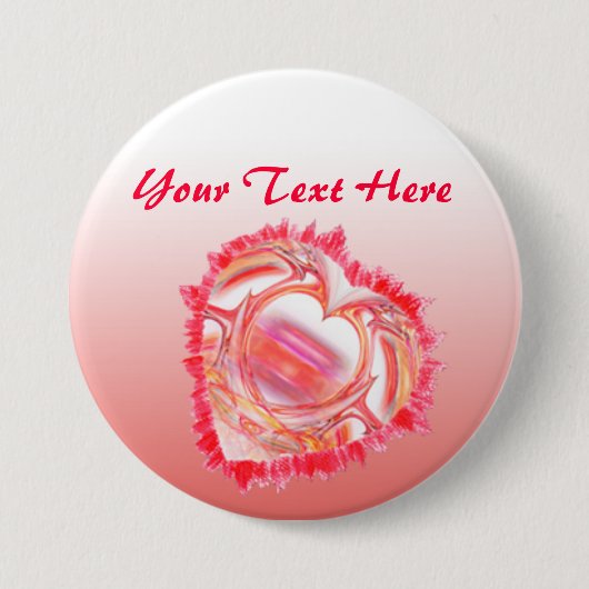 Schuin Kleurrijk Gescheurd Rand Hart Ronde Button 7,6 Cm (Voorkant)