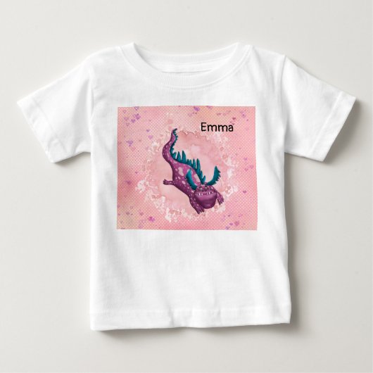 Schuin voor baby-meisje met draak in roze (Voorkant)