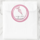 Schuine bakkerij Roze cirkelbakkerstas Ronde Sticker (Tas)
