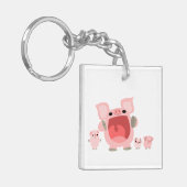 Schuine Cartoon Varkens AcrylSleutelhanger Sleutelhanger (Voorkant Links)