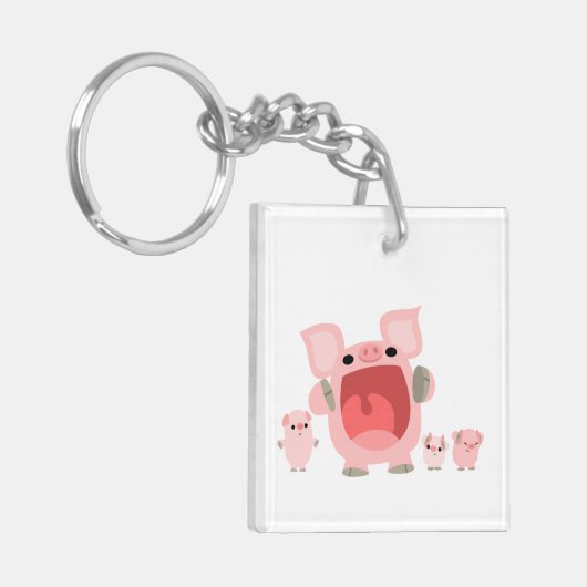 Schuine Cartoon Varkens AcrylSleutelhanger Sleutelhanger (Voorkant Links)