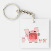 Schuine Cartoon Varkens AcrylSleutelhanger Sleutelhanger (Voorkant)