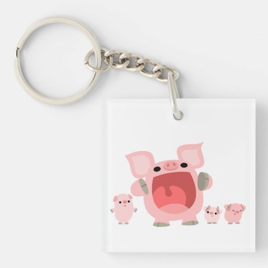 Schuine Cartoon Varkens AcrylSleutelhanger Sleutelhanger (Voorkant)