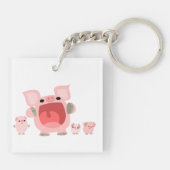 Schuine Cartoon Varkens AcrylSleutelhanger Sleutelhanger (Achterkant)