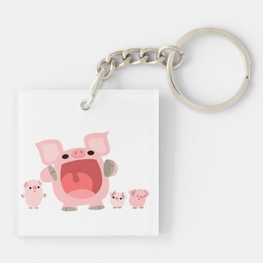 Schuine Cartoon Varkens AcrylSleutelhanger Sleutelhanger (Achterkant)