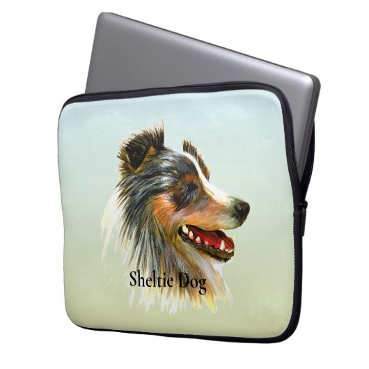 Schuine dog Waterverf Laptop Sleeve (Voorkant Links)