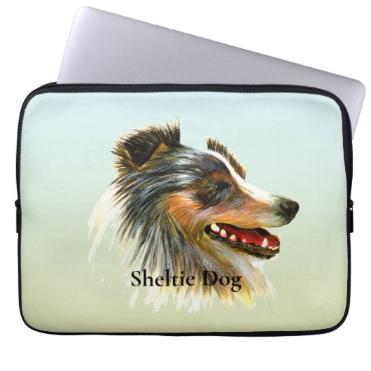 Schuine dog Waterverf Laptop Sleeve (Voorkant)