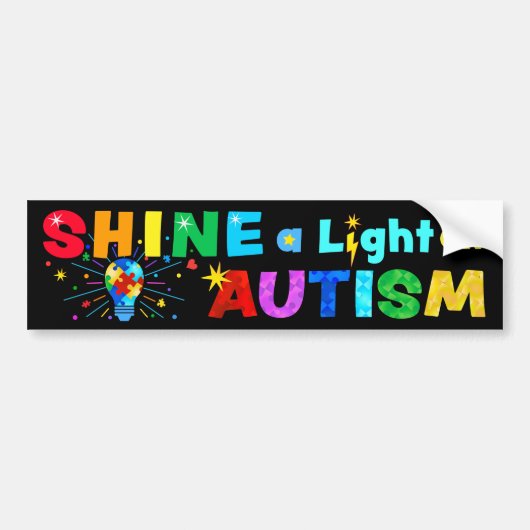 SCHUINE een Licht op AUTISM Bumpersticker (Voorkant)