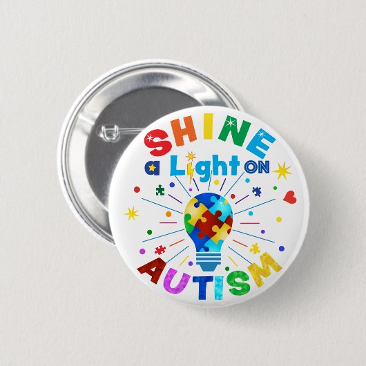 SCHUINE een Licht op AUTISM Ronde Button 5,7 Cm (Voorkant /achterkant)