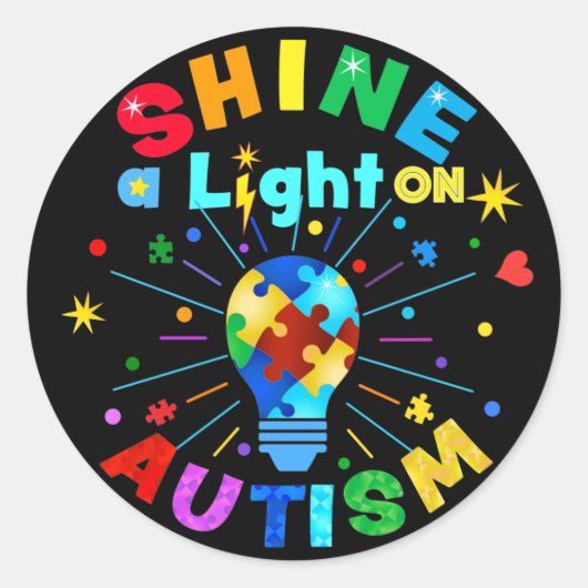 SCHUINE een Licht op AUTISM Ronde Sticker (Voorkant)