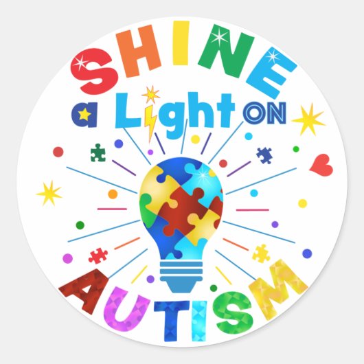 SCHUINE een Licht op AUTISM Ronde Sticker (Voorkant)