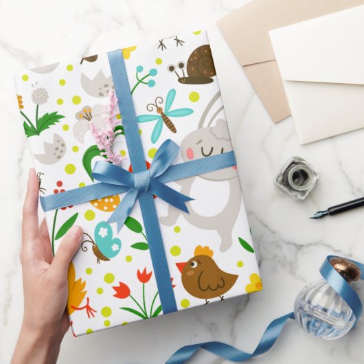 Schuine en kleurrijke paassymbolen naadloos patroo cadeaupapier (Geschenken)