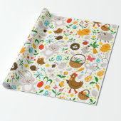 Schuine en kleurrijke paassymbolen naadloos patroo cadeaupapier (Uitgerold)