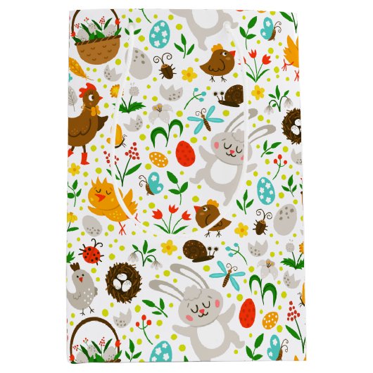 Schuine en kleurrijke paassymbolen naadloos patroo medium cadeauzakje (Voorkant)