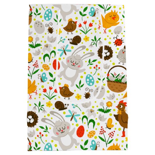 Schuine en kleurrijke paassymbolen naadloos patroo medium cadeauzakje (Achterkant)