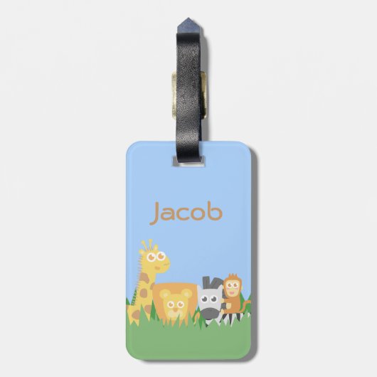 Schuine en kleurrijke Safari-dieren Bagagelabel (Achterkant verticaal)