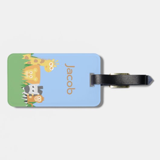 Schuine en kleurrijke Safari-dieren Bagagelabel (Achterkant horizontaal)