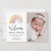 Schuine en kleurrijke Waterverf regenbooggeboorte Aankondiging (Voorkant)