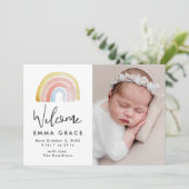 Schuine en kleurrijke Waterverf regenbooggeboorte Aankondiging (Staand voorkant)